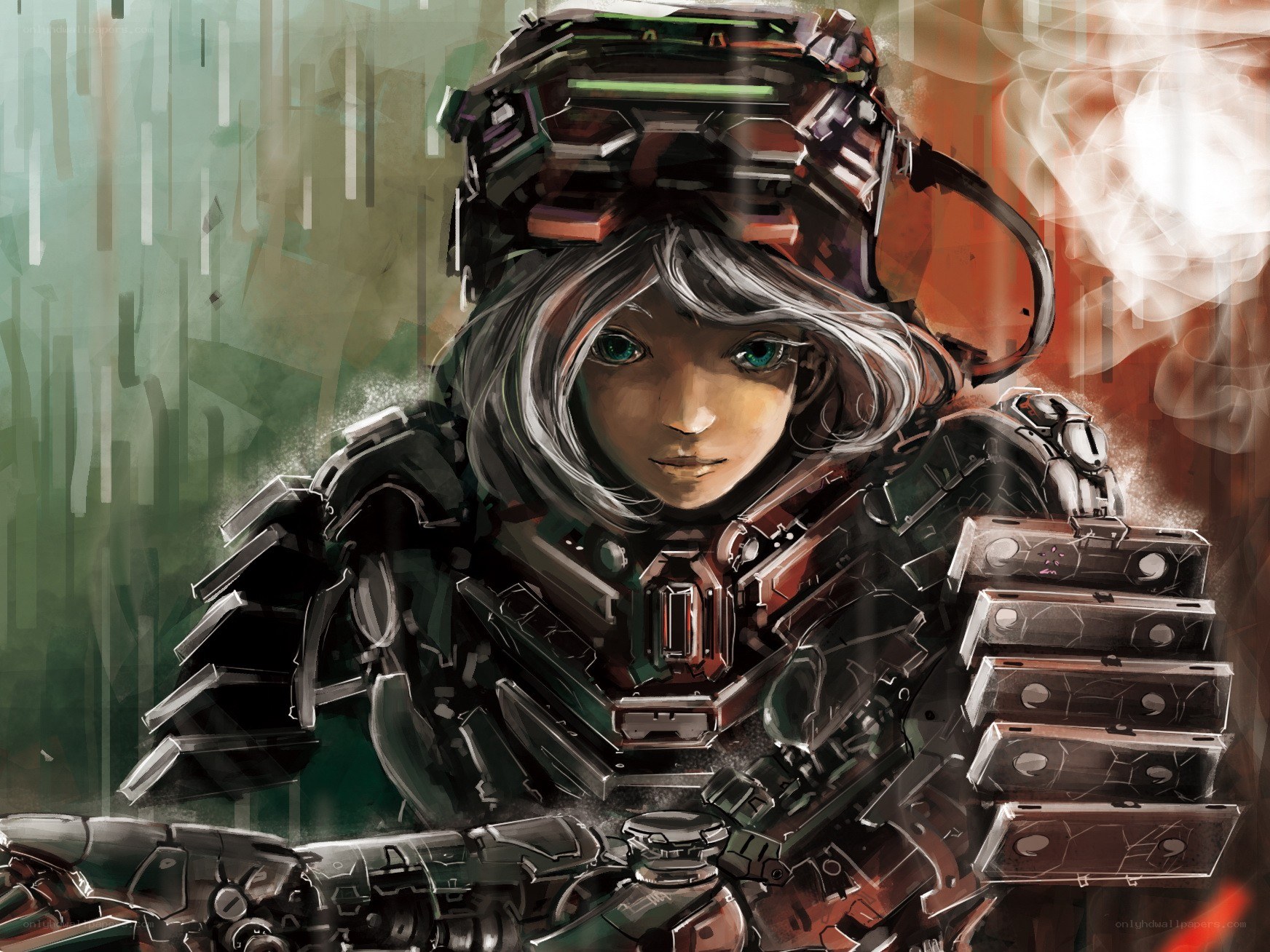 cybernetic soldier with green eyes
