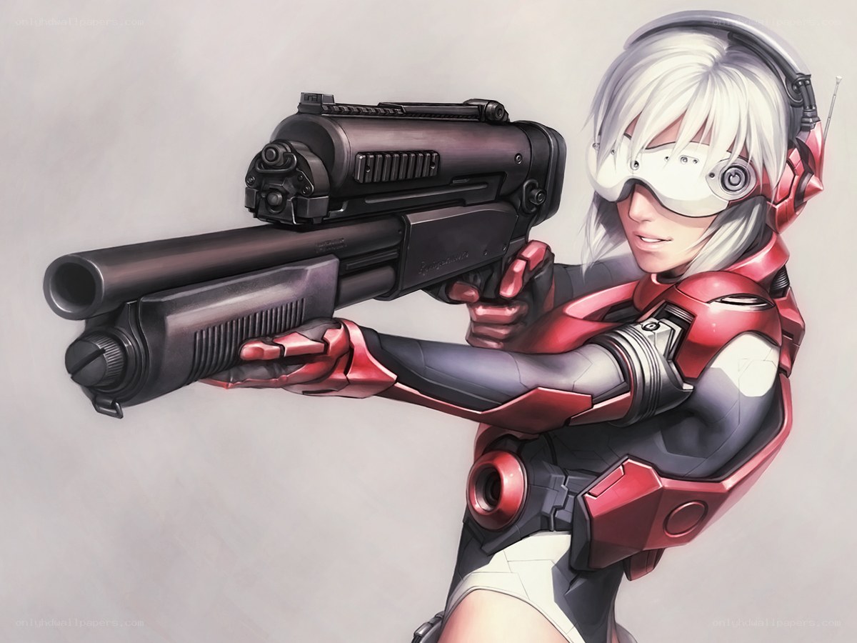 cybernetic soldier with shotgun