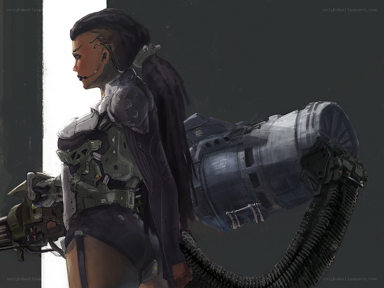 cybernetic soldier with weapon