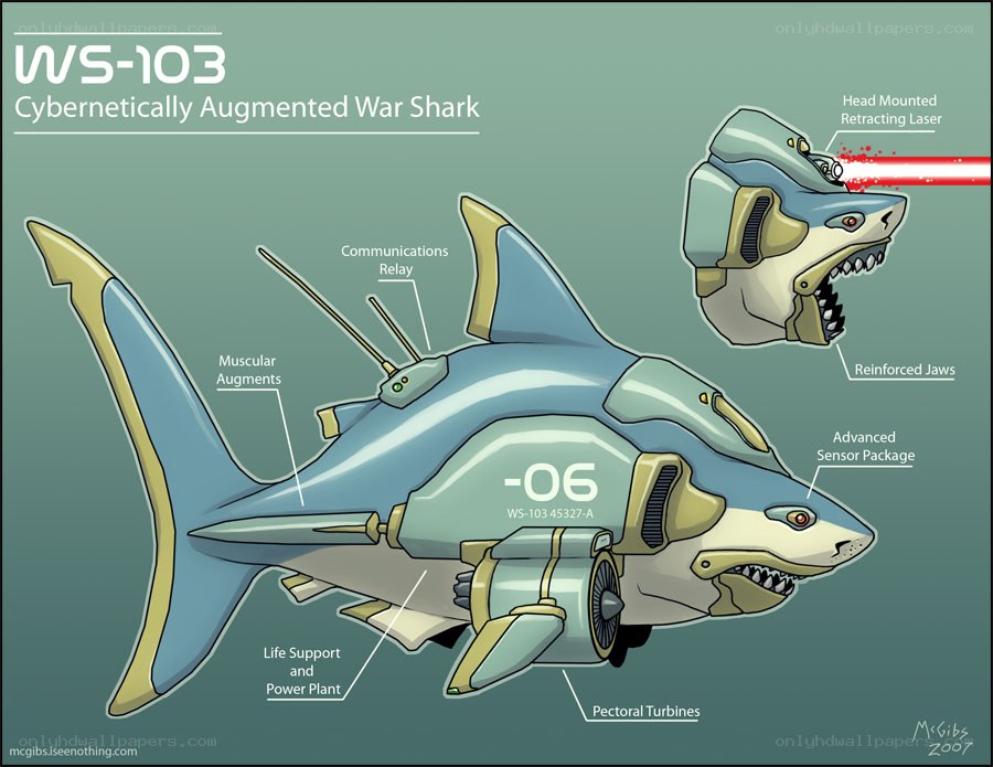 Cybernetic War Shark Design