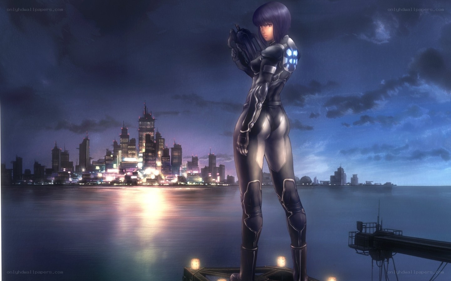cybernetic warrior at night