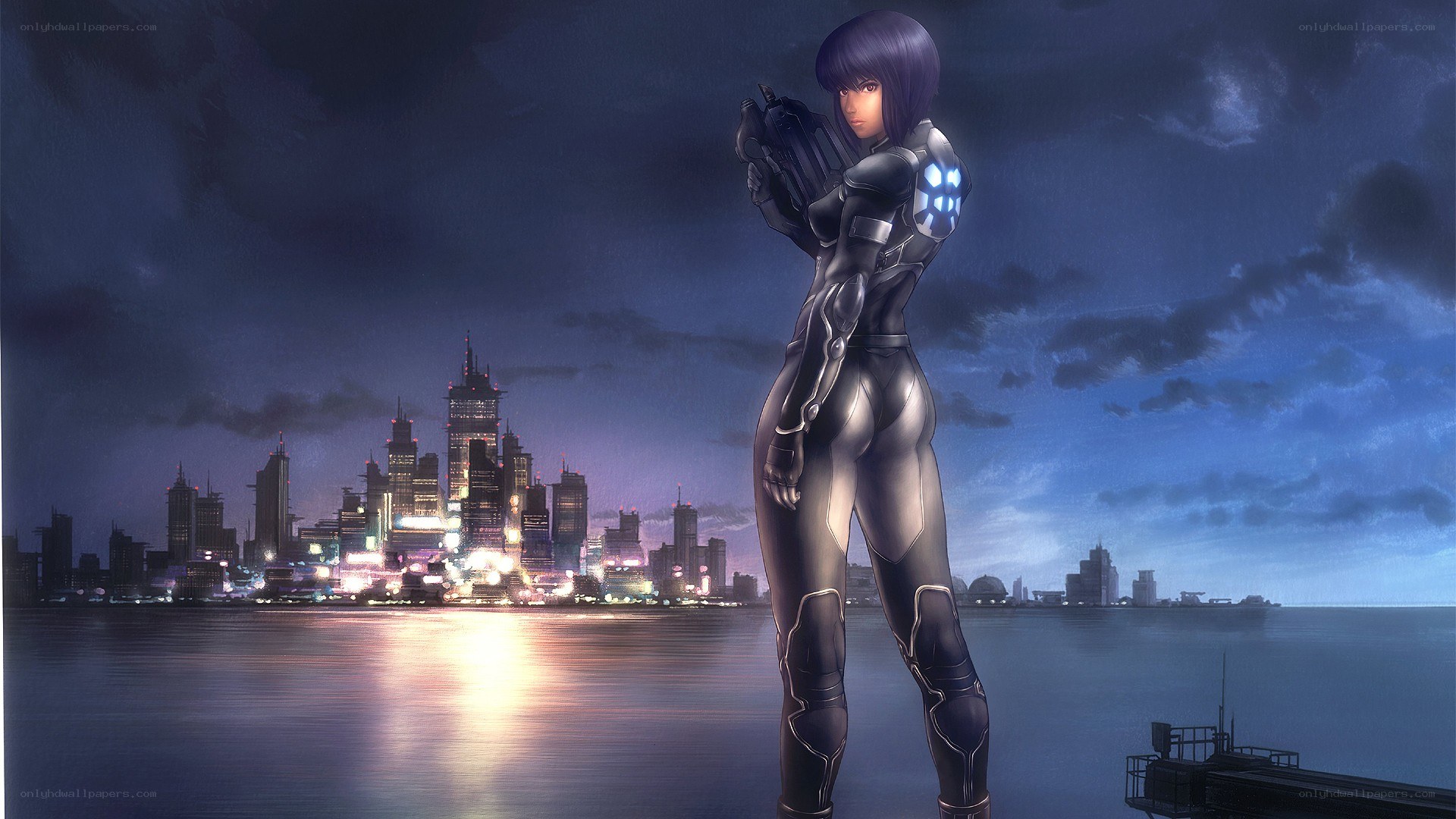 cybernetic warrior at night