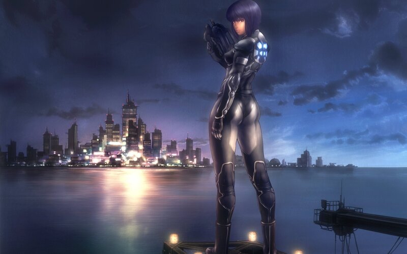 cybernetic warrior at night