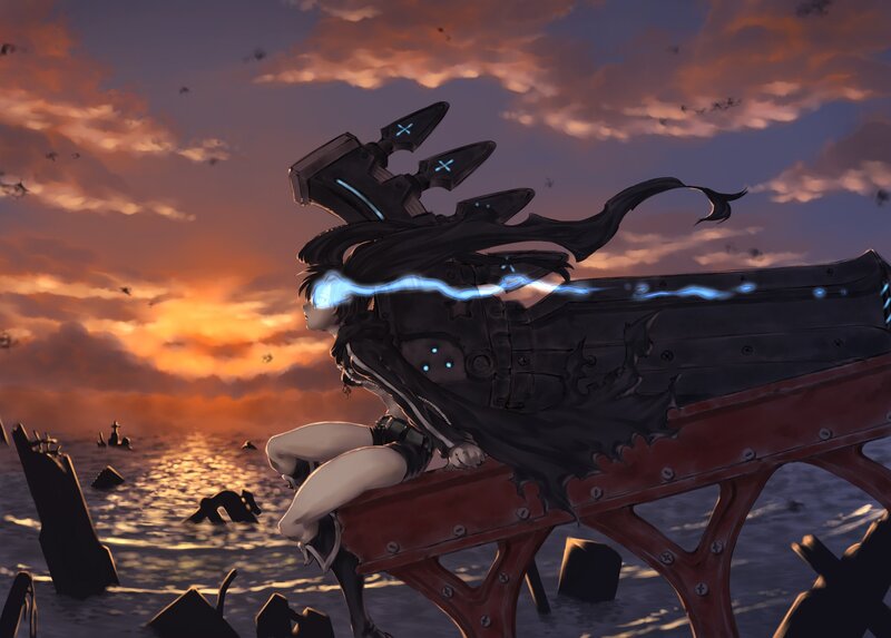cybernetic warrior at sunset