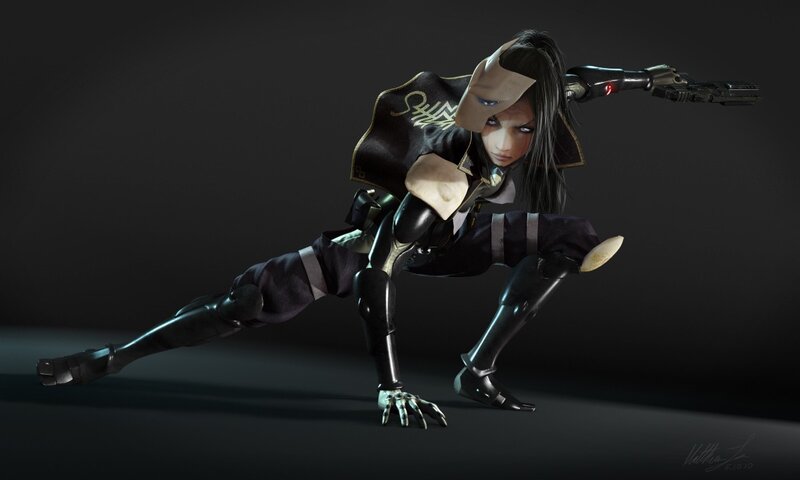 cybernetic warrior in action