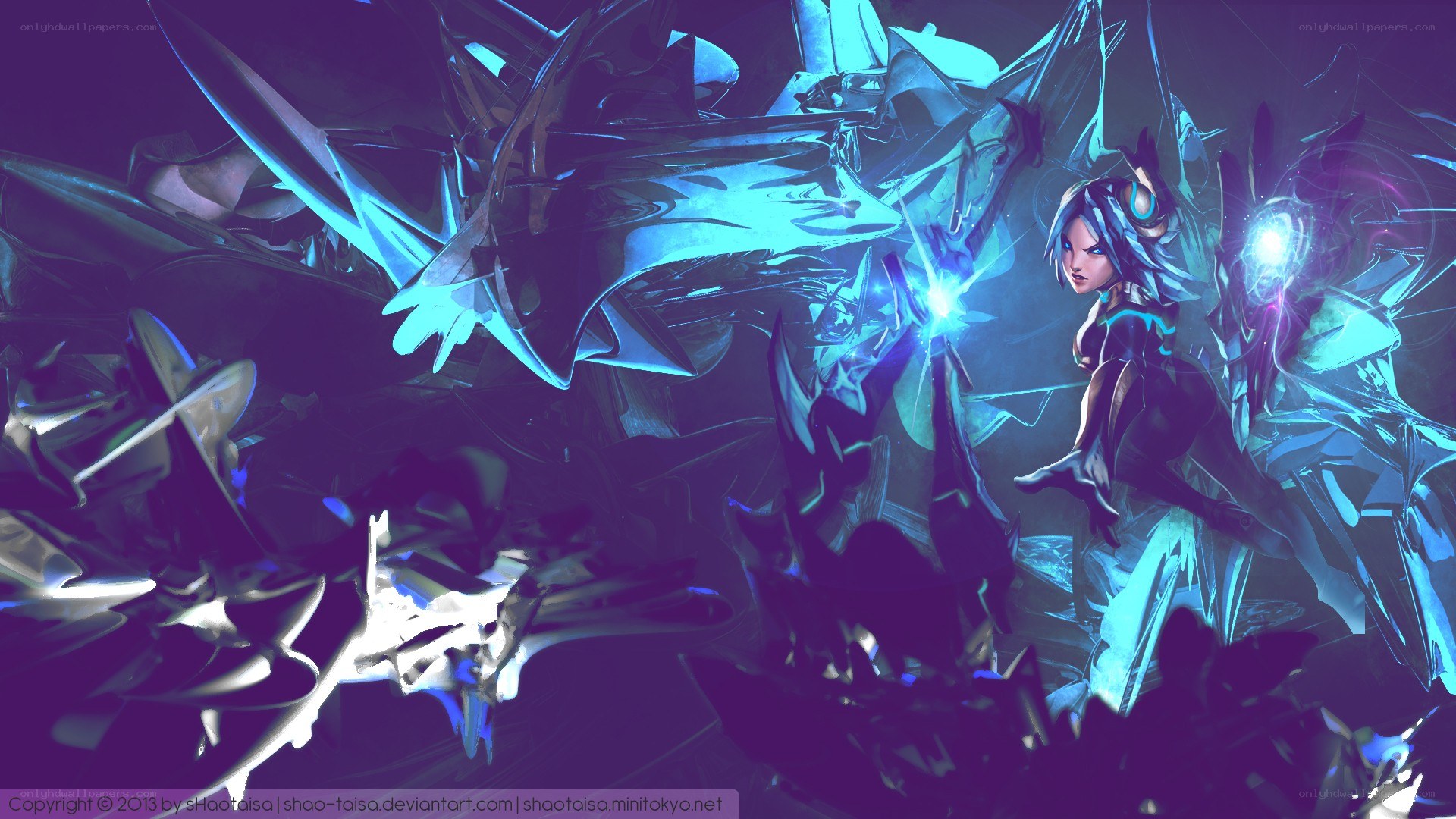 cybernetic warrior in blue light