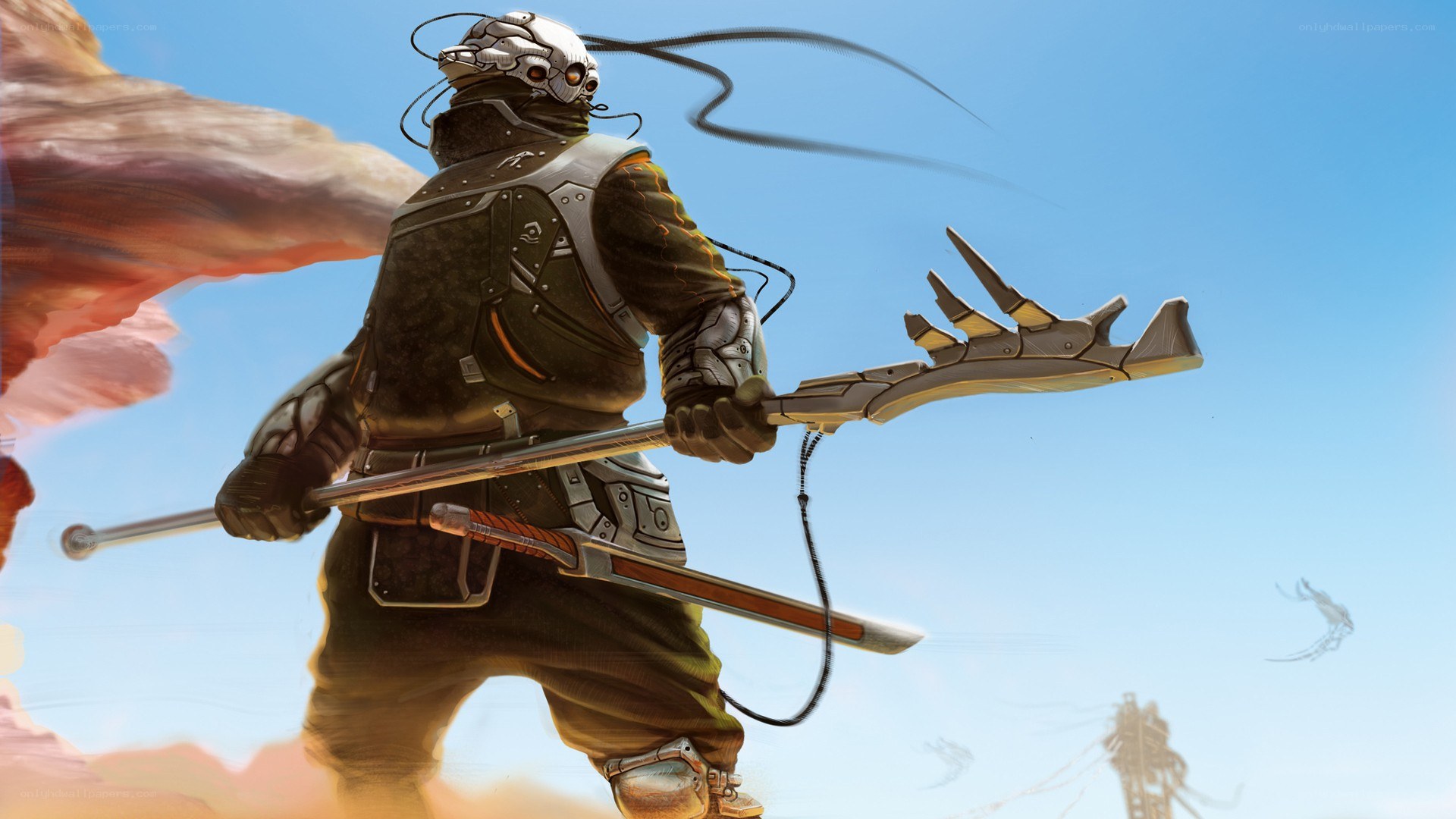 cybernetic warrior in desert