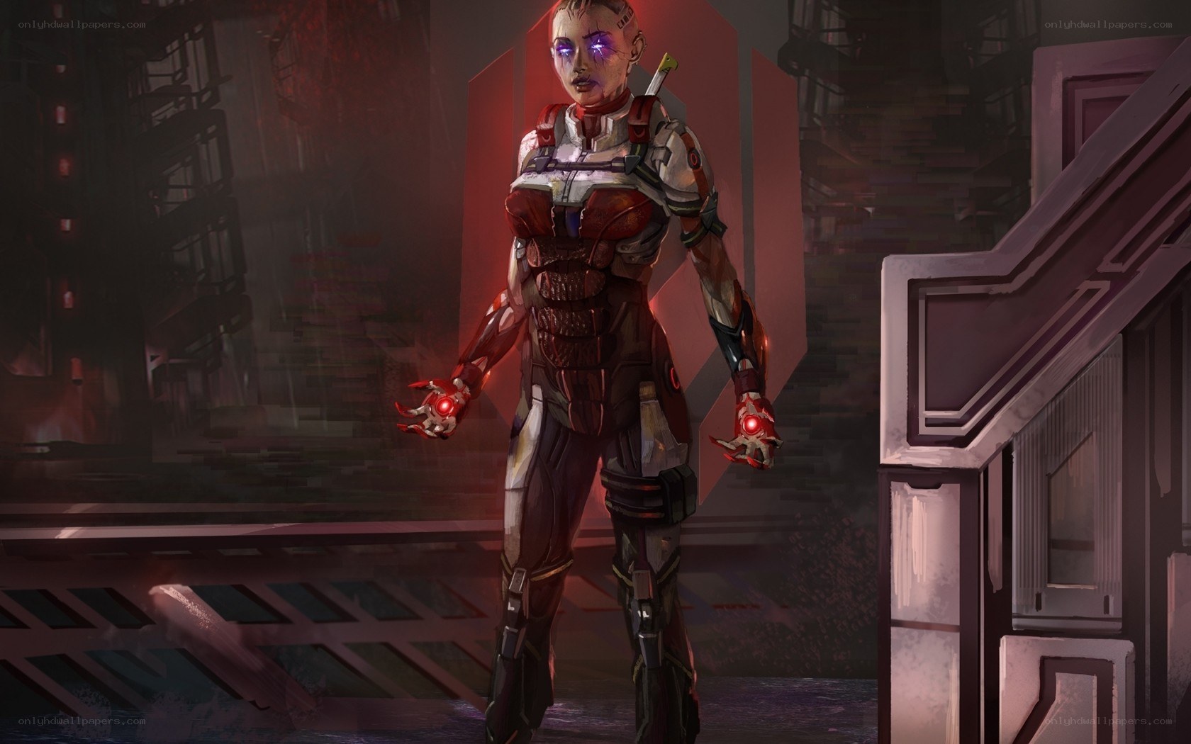 cybernetic warrior in futuristic setting