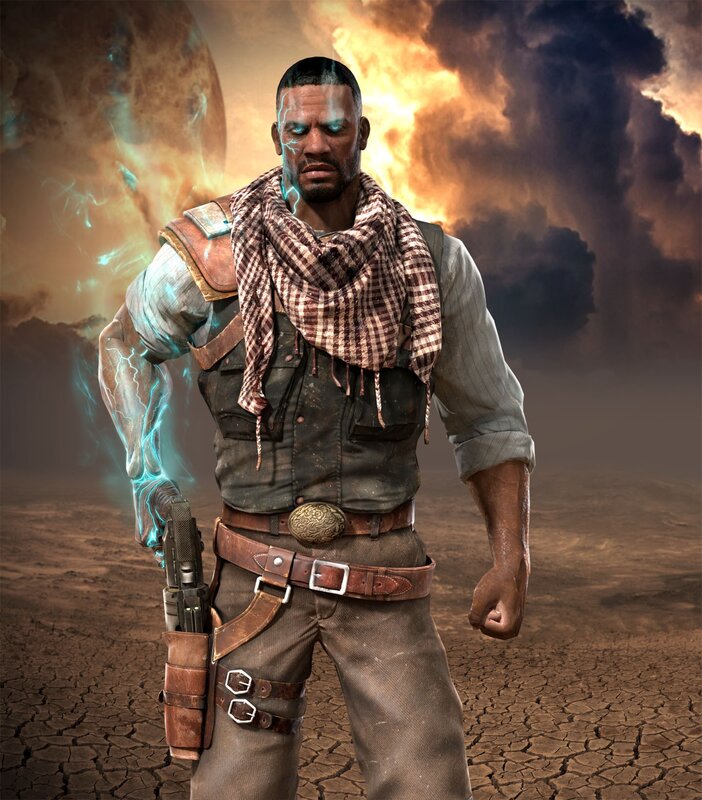 cybernetic warrior in wasteland