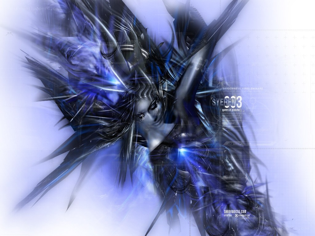 cybernetic warrior with blue energy