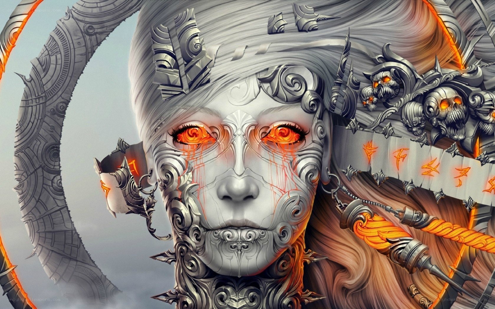 cybernetic warrior with glowing eyes