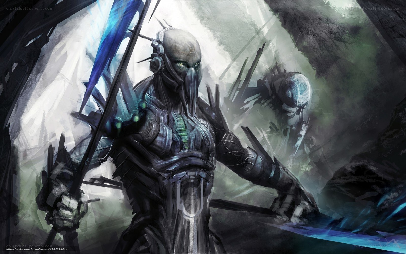 cybernetic warrior with glowing sword