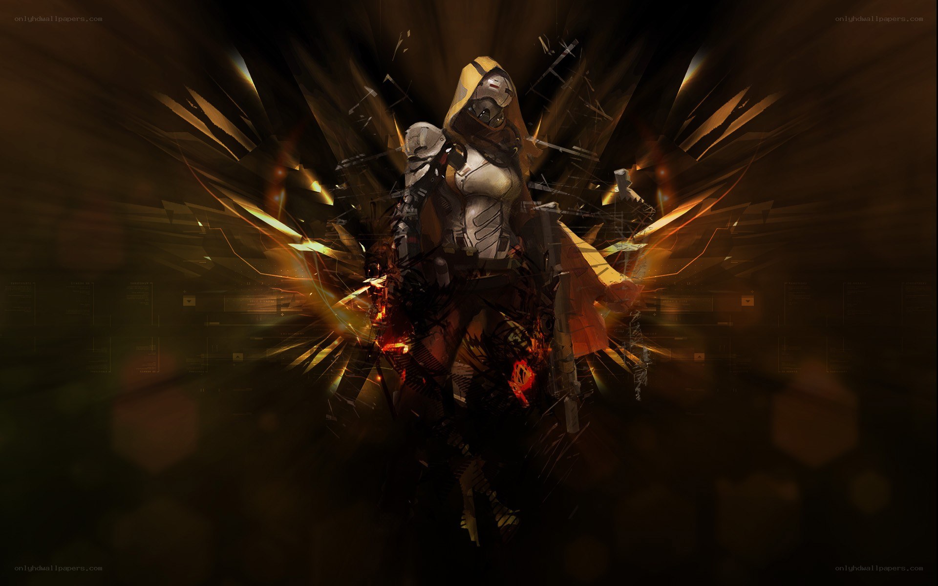 cybernetic warrior with glowing wings