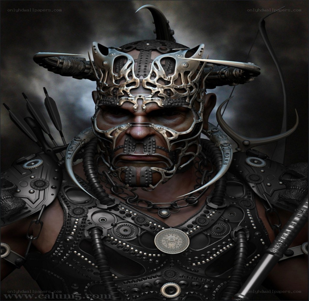 cybernetic warrior with mechanical armor