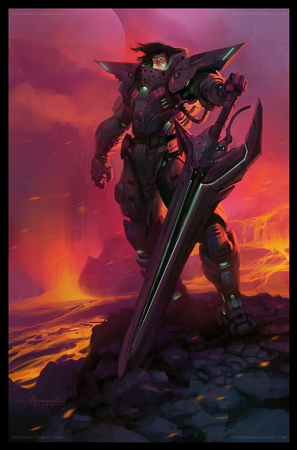 cybernetic warrior with sword