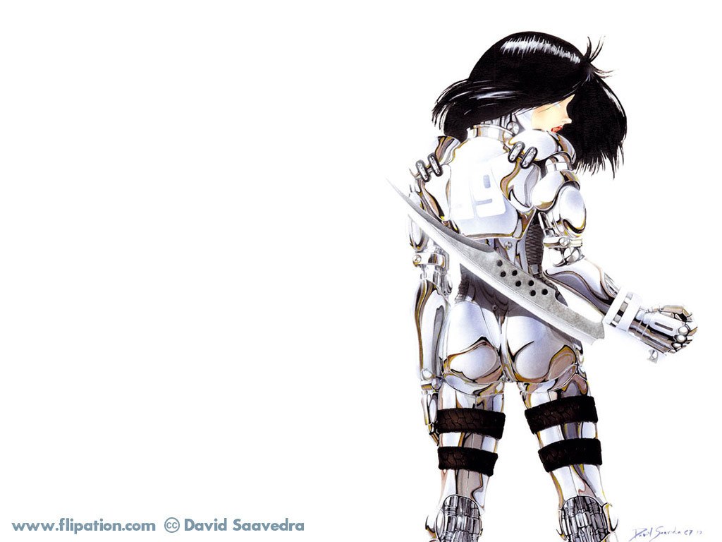 cybernetic warrior with sword