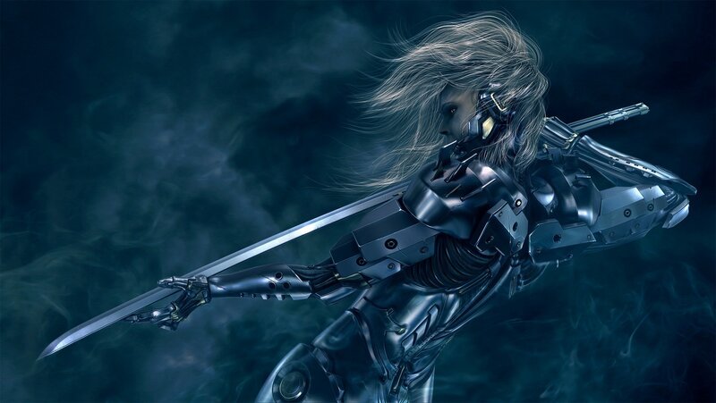cybernetic warrior with sword