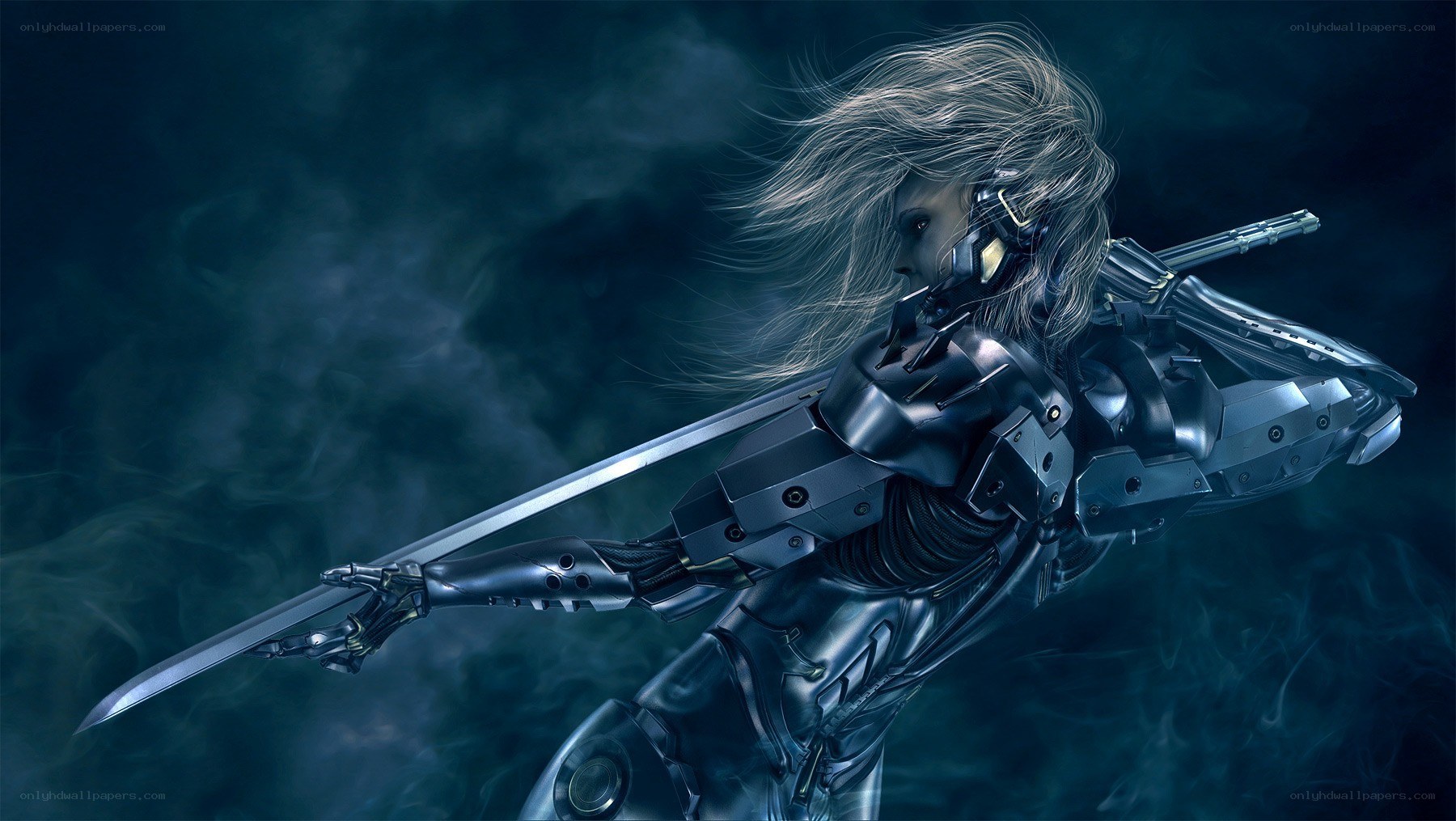 cybernetic warrior with sword