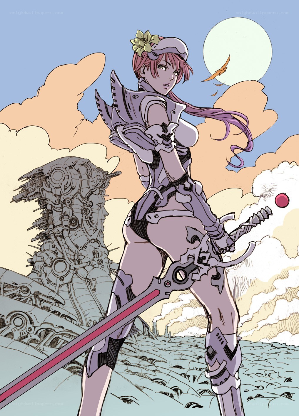 cybernetic warrior with sword
