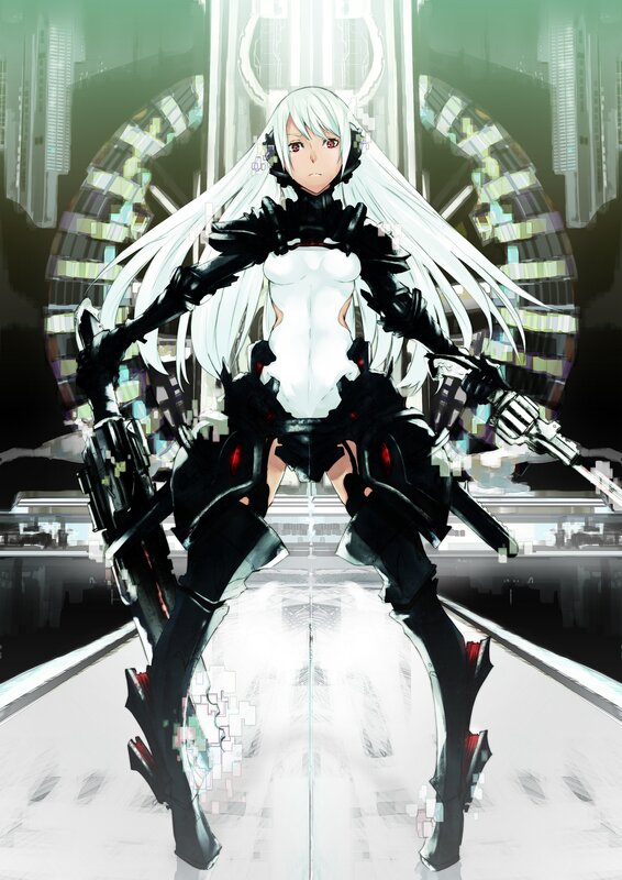 cybernetic warrior with white hair