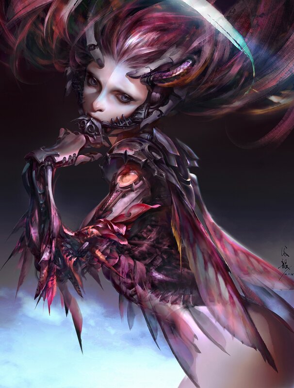 cybernetic warrior with wings