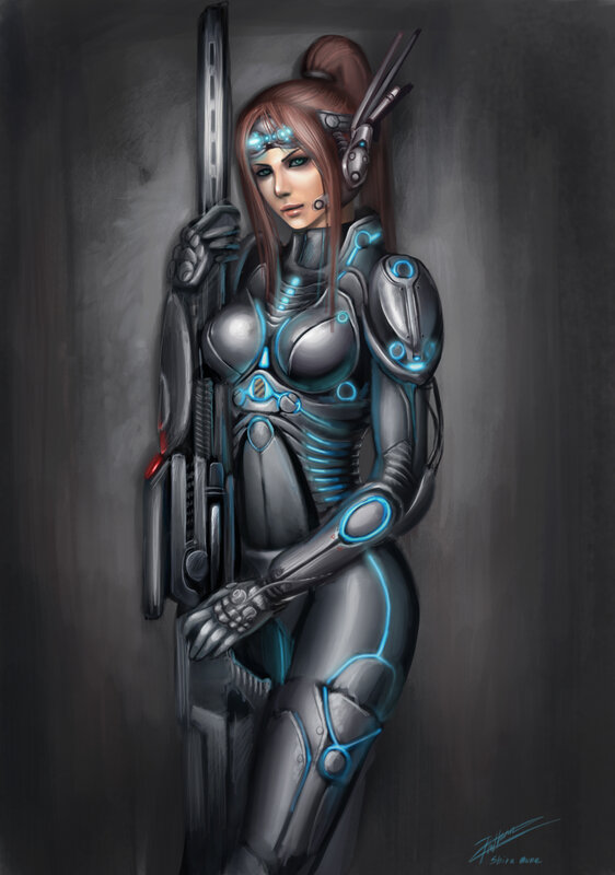cybernetic warrior woman