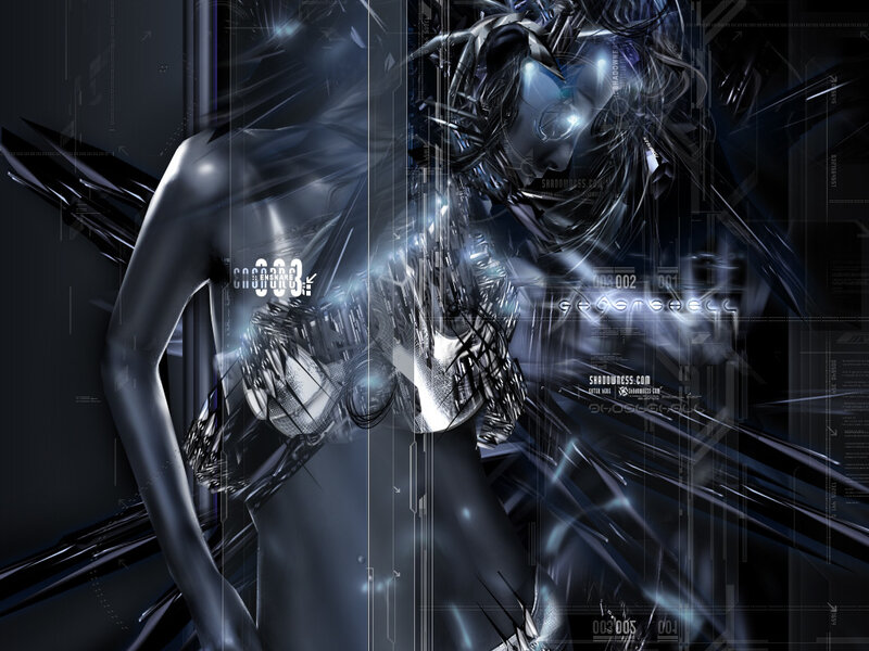 Cybernetic Woman Figure — Black, Dramatic, Digital Art