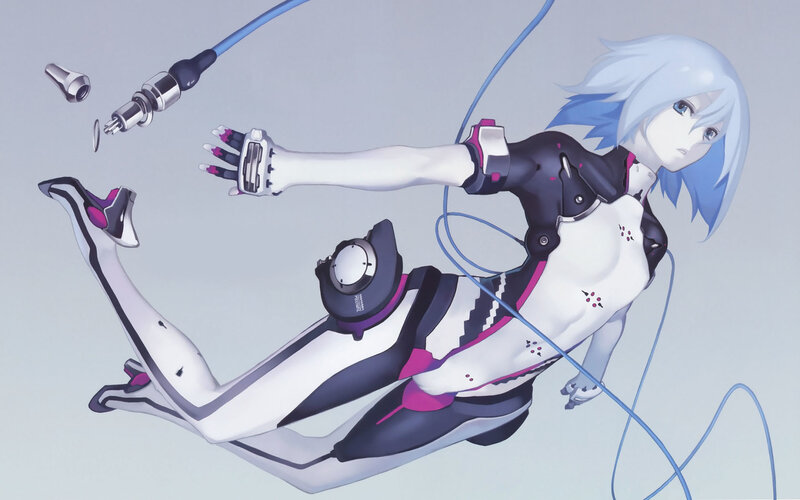 cybernetic woman in futuristic suit