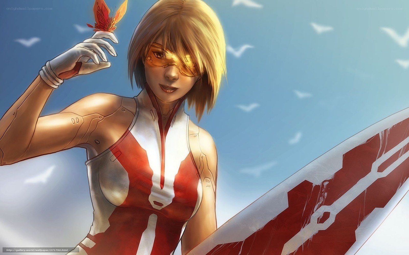 cybernetic woman with butterfly