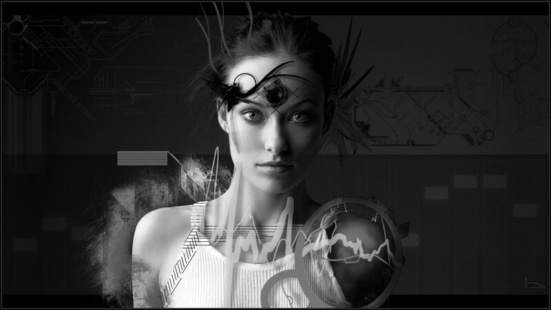 cybernetic woman with circuitry