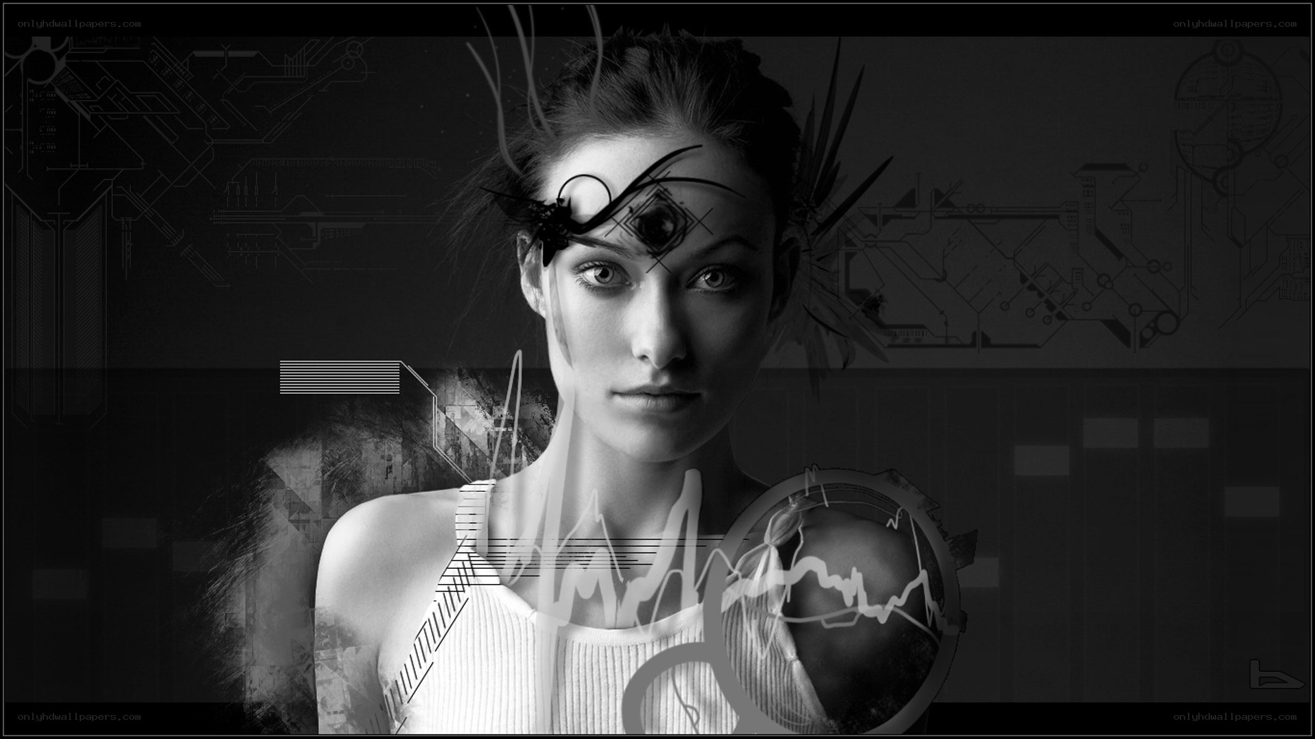cybernetic woman with circuitry