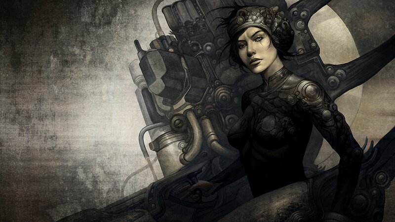 cybernetic woman with mechanical arm