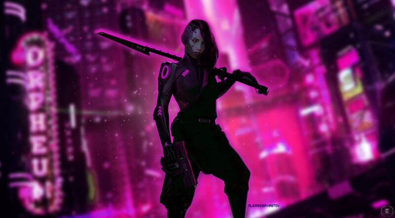 Cybernetic Woman with Sword