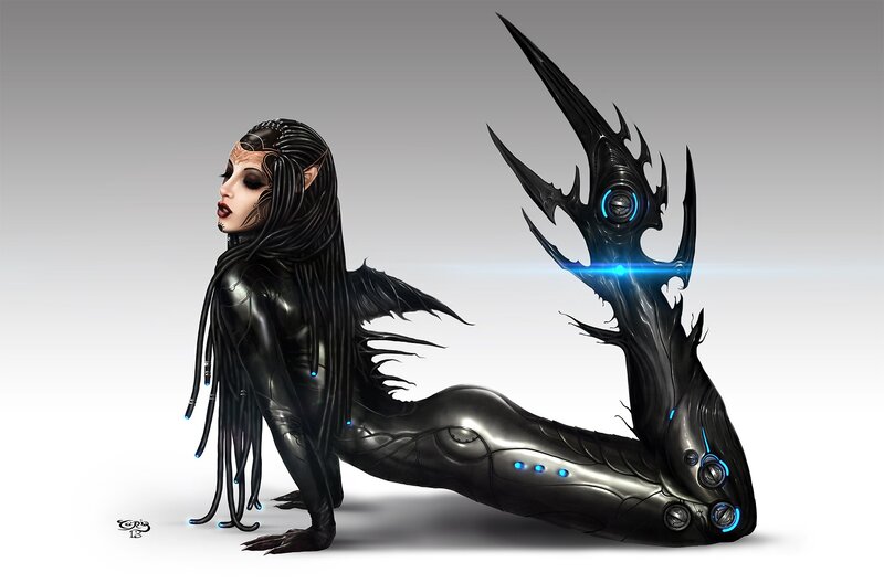 Cybernetic Woman with Tail — Black