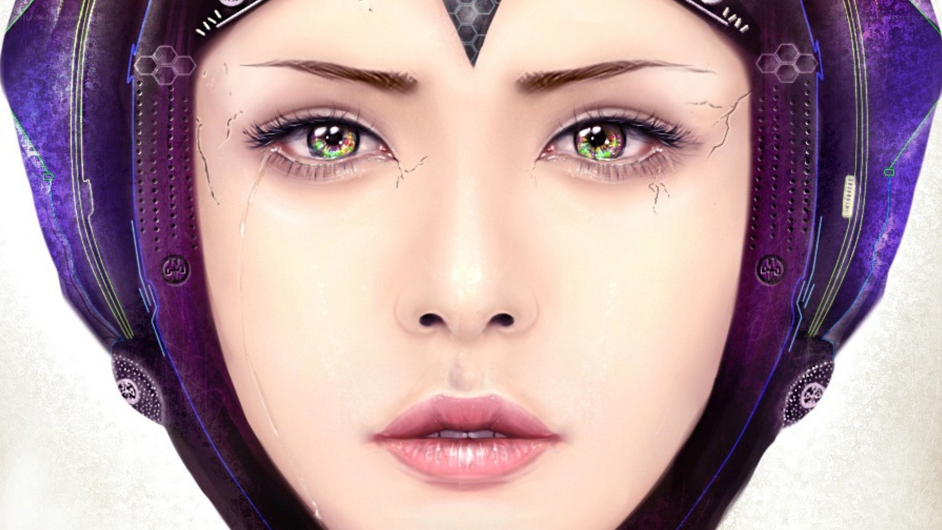 cybernetic woman with tears