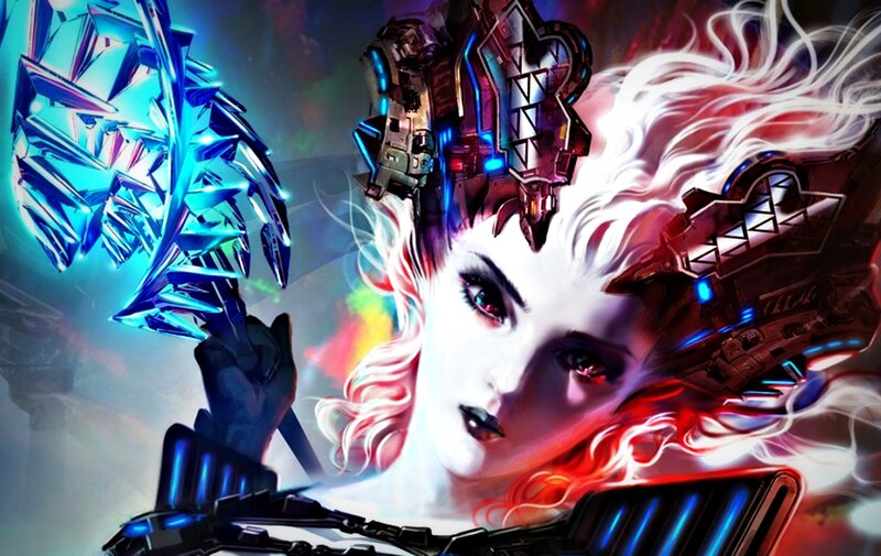 Cybernetic Woman with Weapon — White