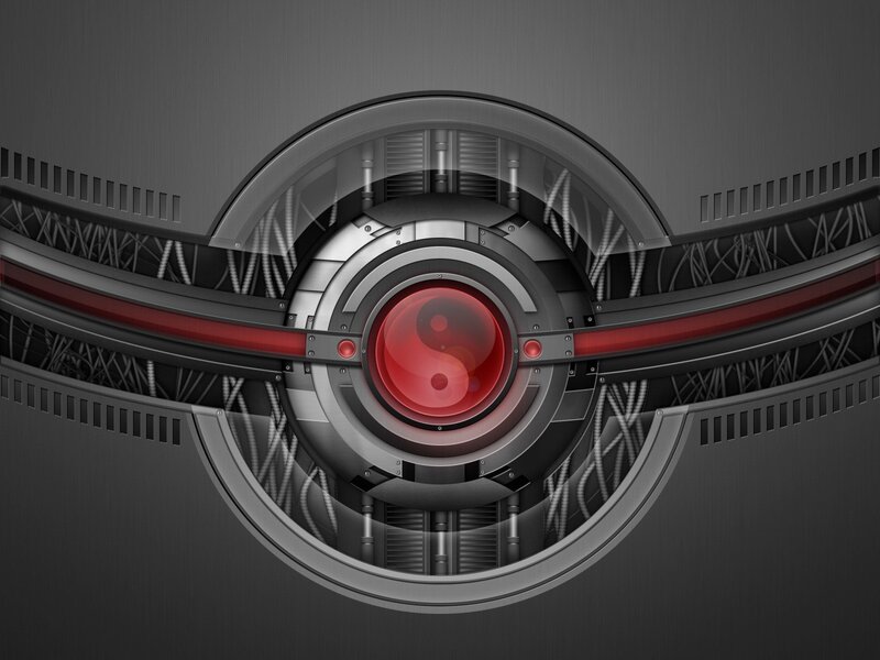cybernetic yin-yang symbol