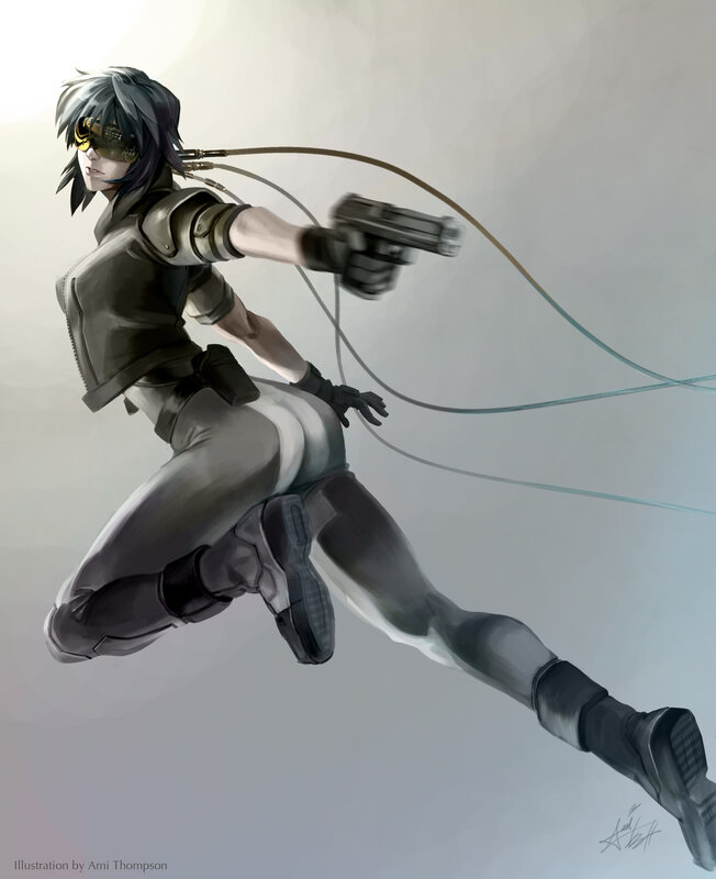 cyberpunk agent in action