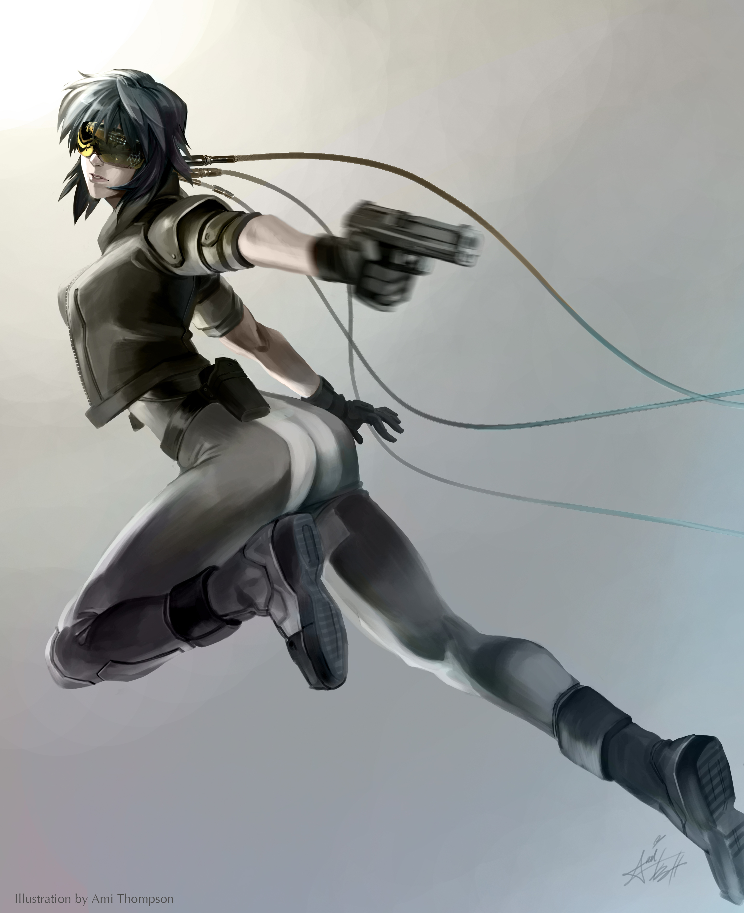 cyberpunk agent in action