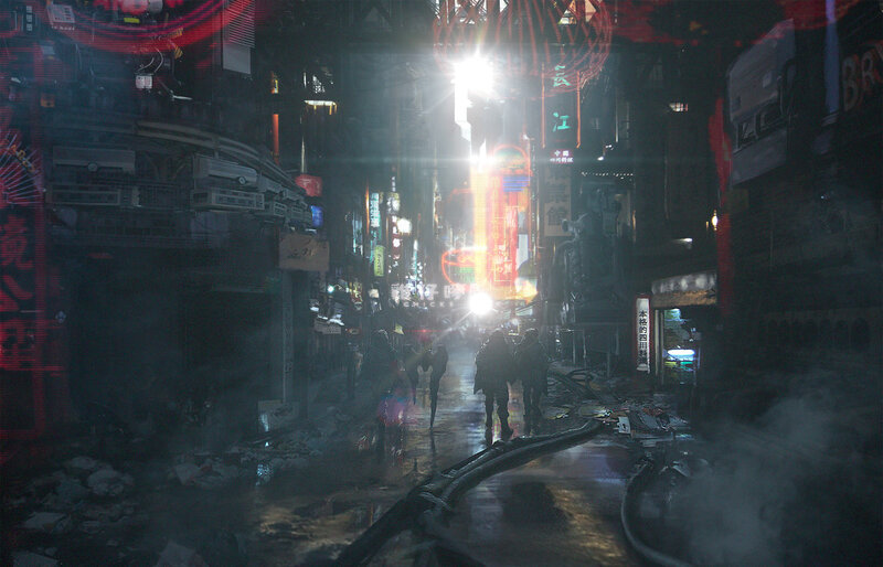 cyberpunk alley at night