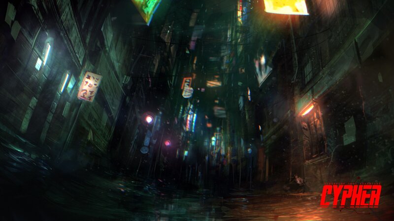 cyberpunk alley at night