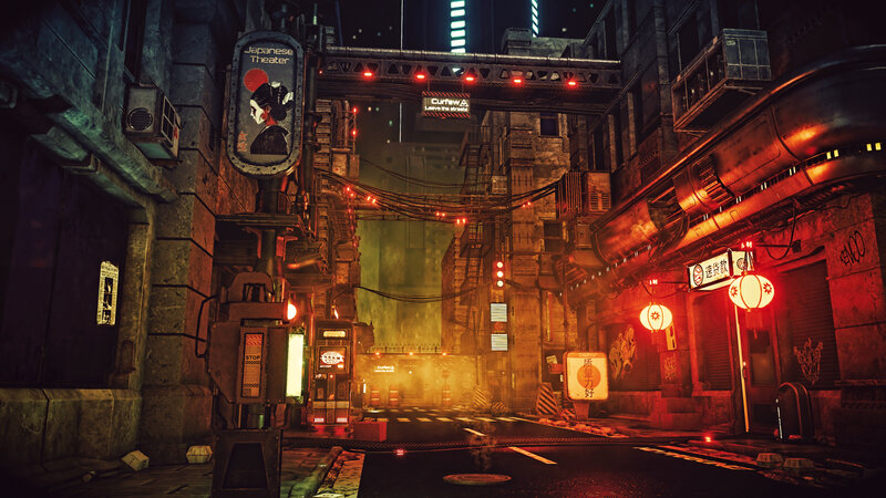Cyberpunk Alleyway — Red