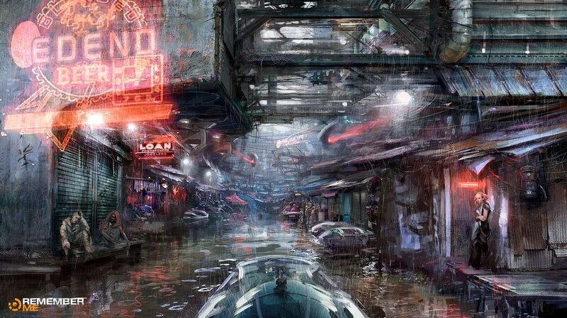 cyberpunk alleyway scene