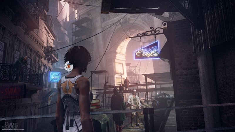 cyberpunk alleyway scene