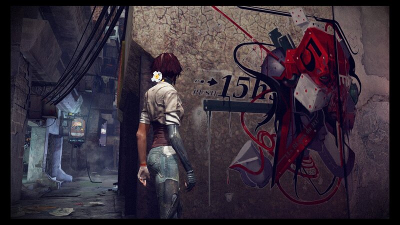 cyberpunk alleyway scene