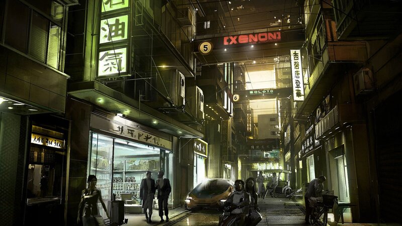 Cyberpunk Alleyway Scene — Green