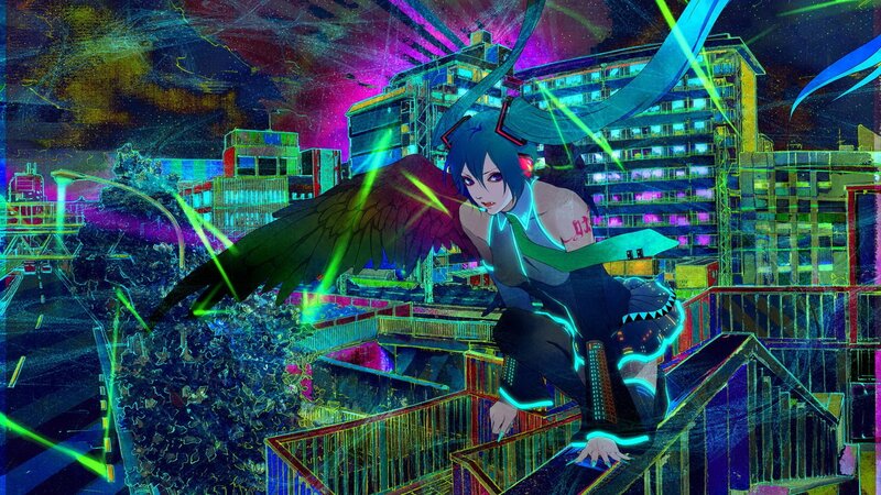 cyberpunk angel in neon city