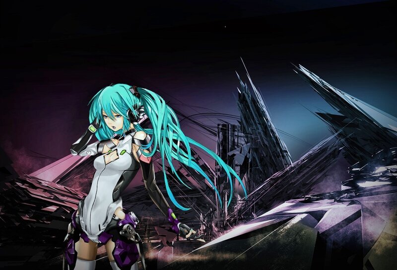 cyberpunk anime character in ruins