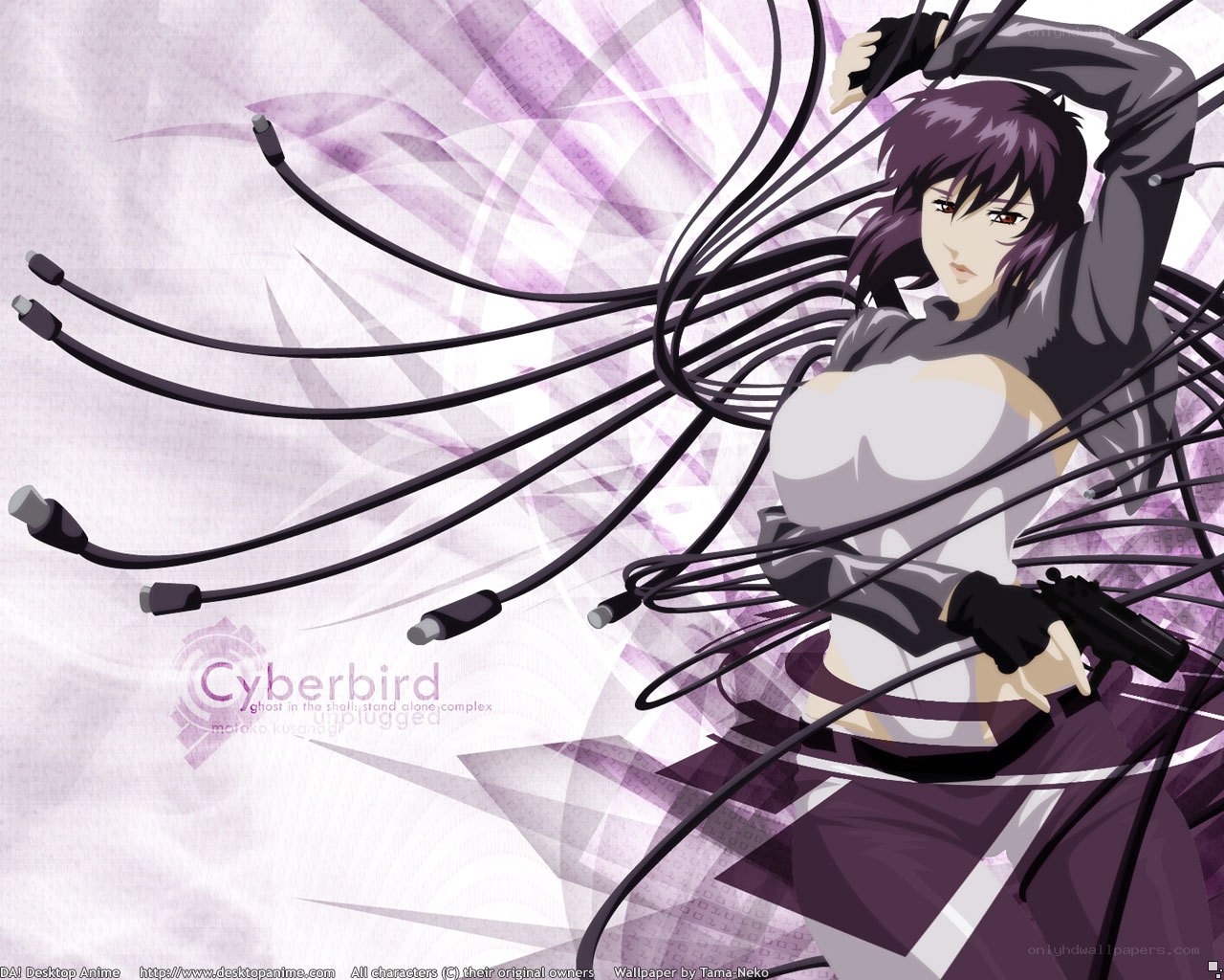 Cyberpunk anime character with cables