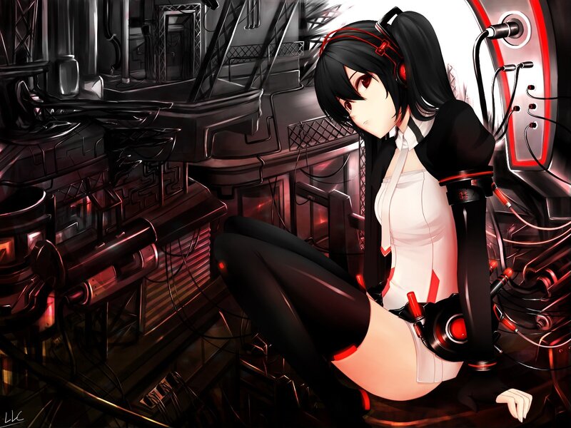 cyberpunk anime girl in lab